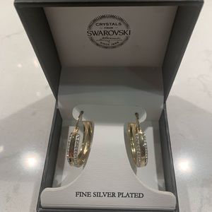 Never Worn - silver plated gold hoops